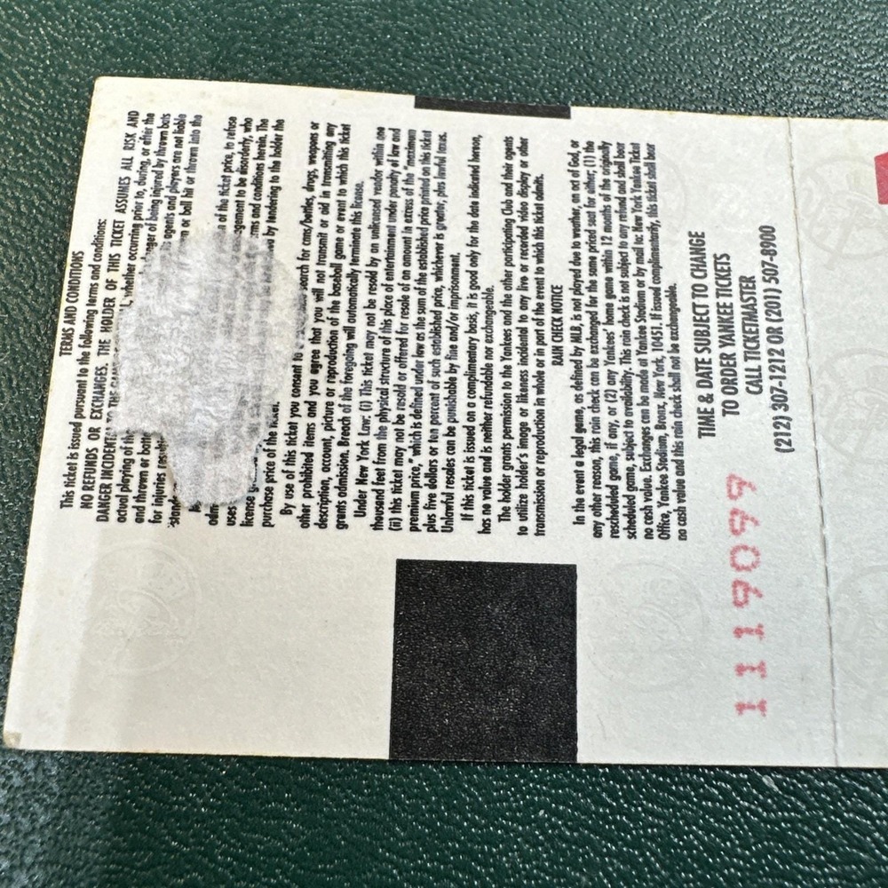 1999 D Cone Perfect Game Ticket Stub 7/18/99 NY Yankees Yogi Berra Day+Chase Crd - Picture 12 of 12